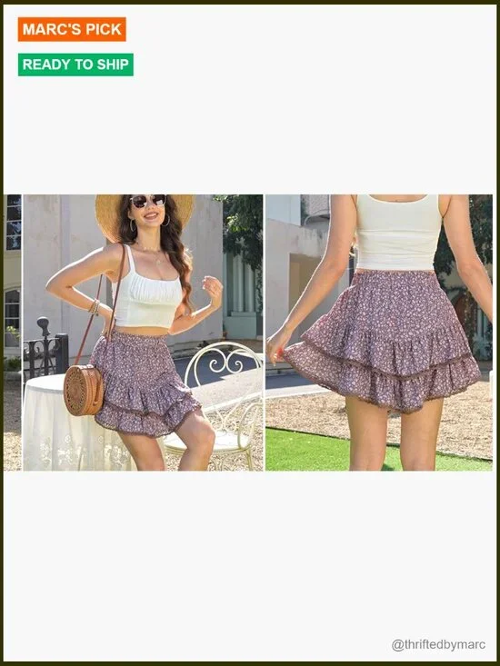 High Waisted Skort with Ruffle Tiered Design for Active Wear - Picture 6 of 7